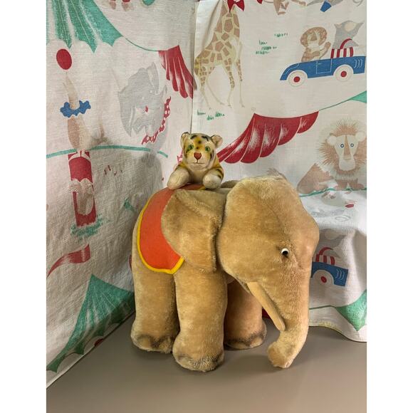 Steiff Jumbo Elephant Vintage Circus Toy - Plush Mohair Mid Century Survivor! - Picture 9 of 10